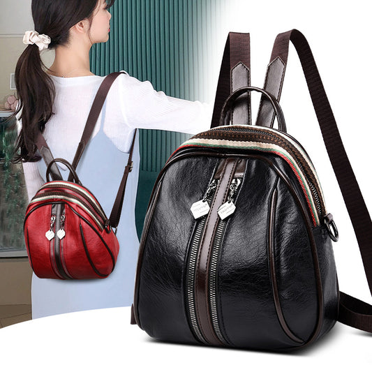 Women's Leather Spring Korean Fashion Woven Wide Backpacks