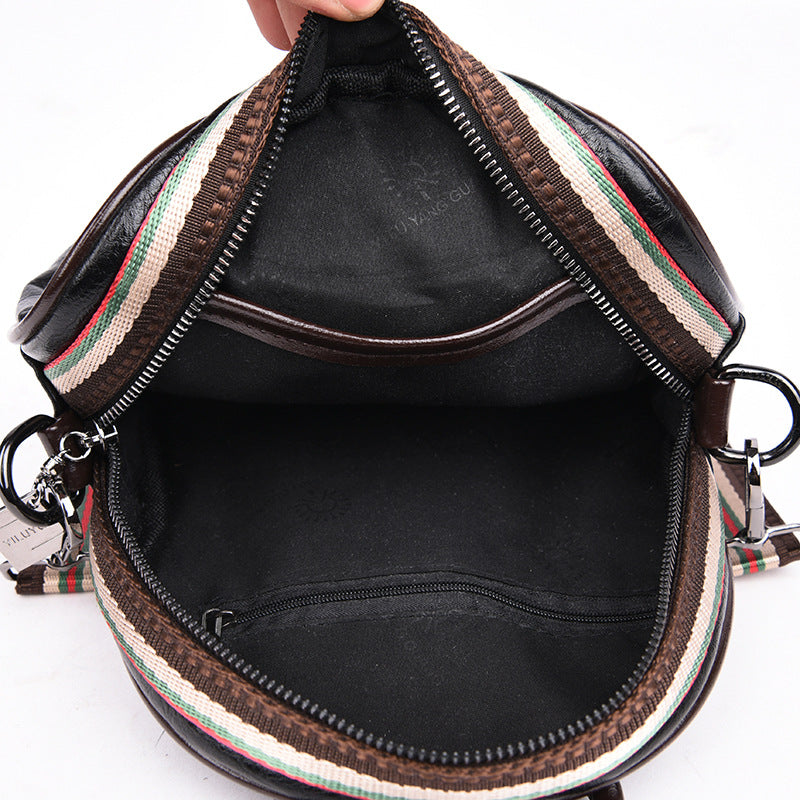 Women's Leather Spring Korean Fashion Woven Wide Backpacks