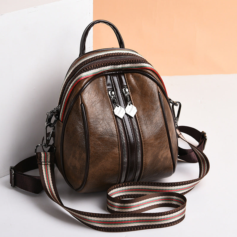 Women's Leather Spring Korean Fashion Woven Wide Backpacks