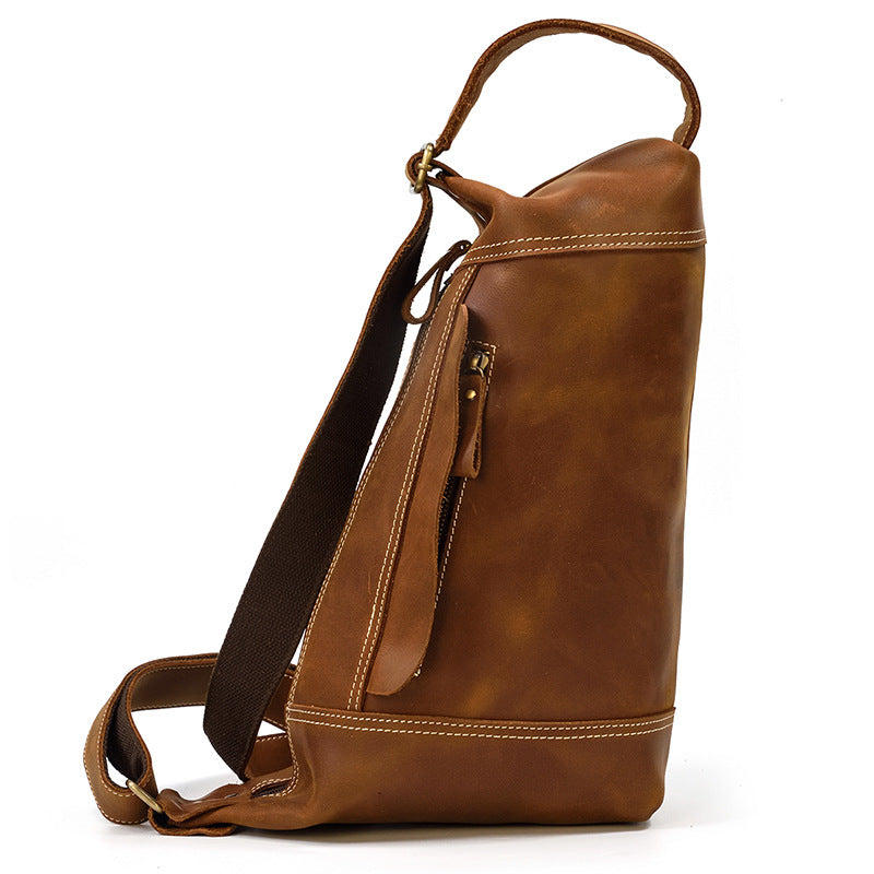 Men's Vintage Crazy Horse Leather Genuine Cowhide Men's Chest Bags