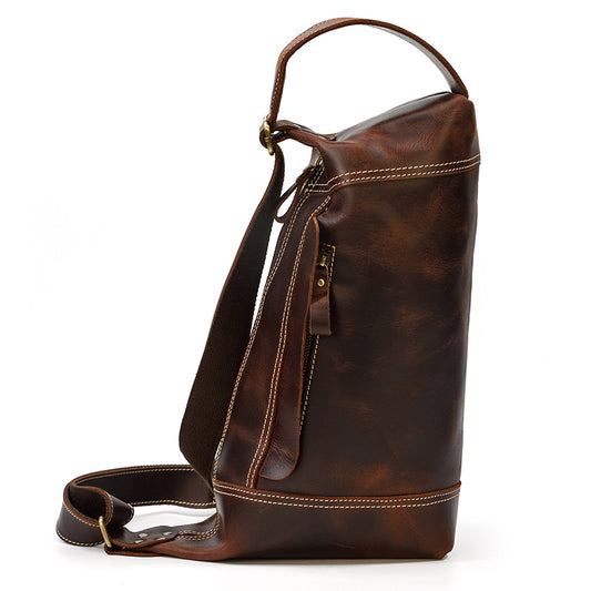 Men's Retro Crazy Horse Leather Cowhide Men's Chest Bags