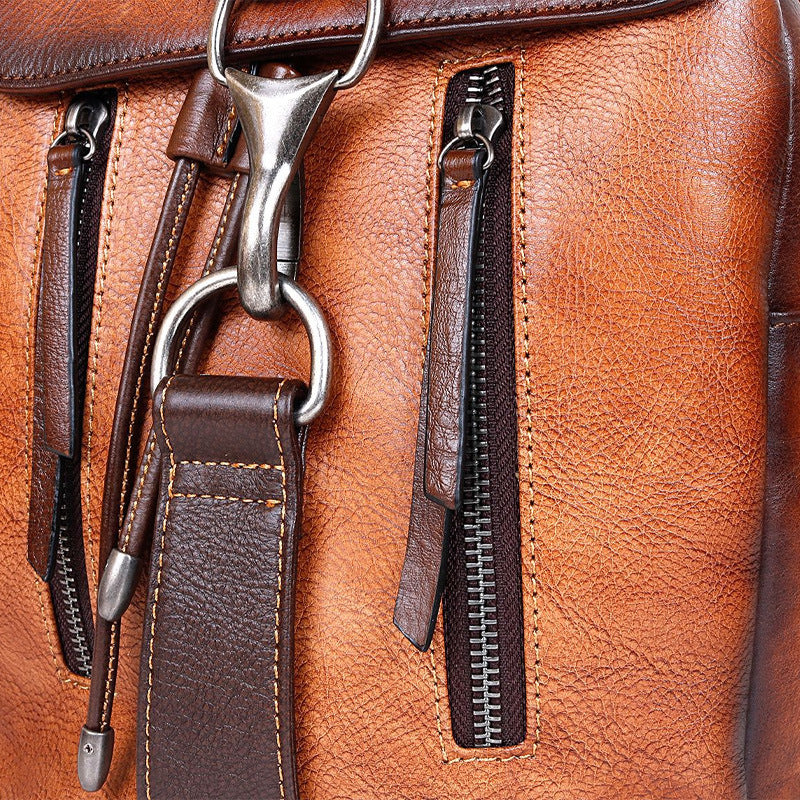 Layer Cowhide Retro Genuine Leather Colored Backpacks