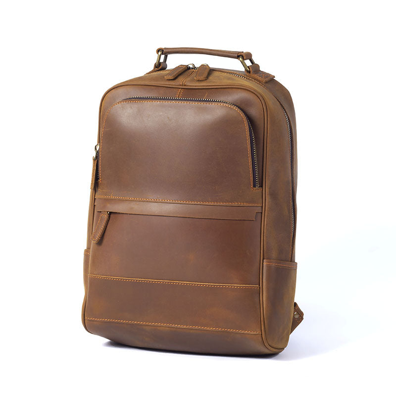 Men's Retro Crazy Horse Leather Large Capacity Backpacks