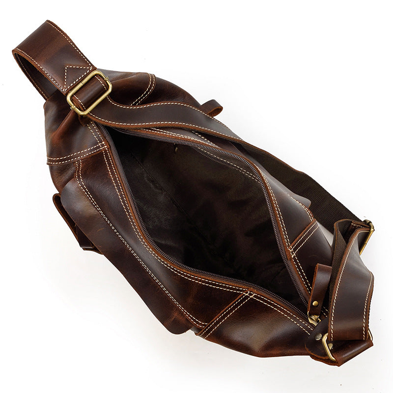 Men's Retro Crazy Horse Leather Cowhide Men's Chest Bags