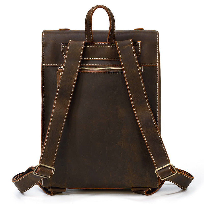 Men's Crazy Horse Leather Vintage Genuine First Layer Backpacks