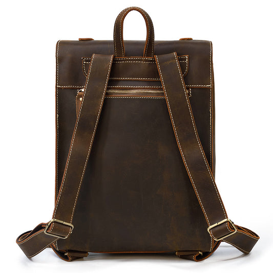 Men's Crazy Horse Leather Vintage Genuine First Layer Backpacks