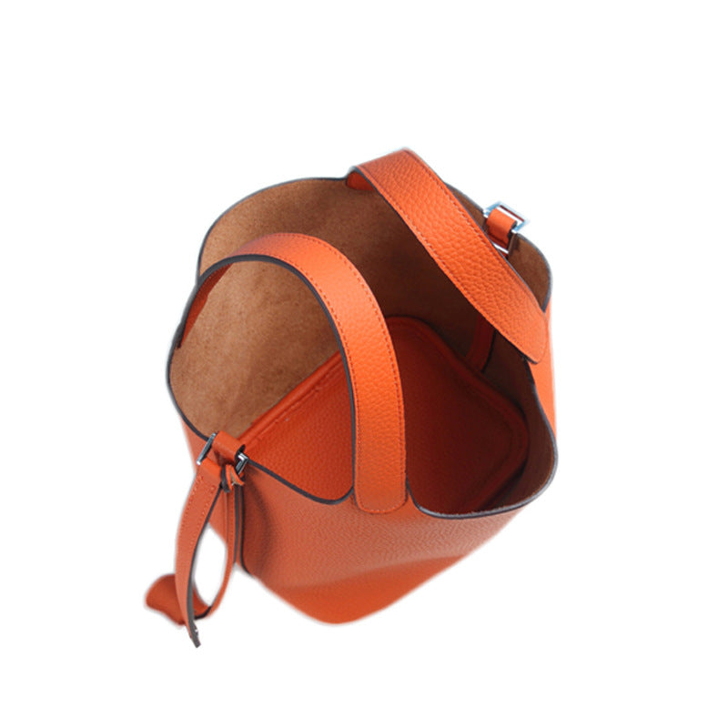 Women's Lychee Pattern First Layer Cowhide Vegetable Handbags
