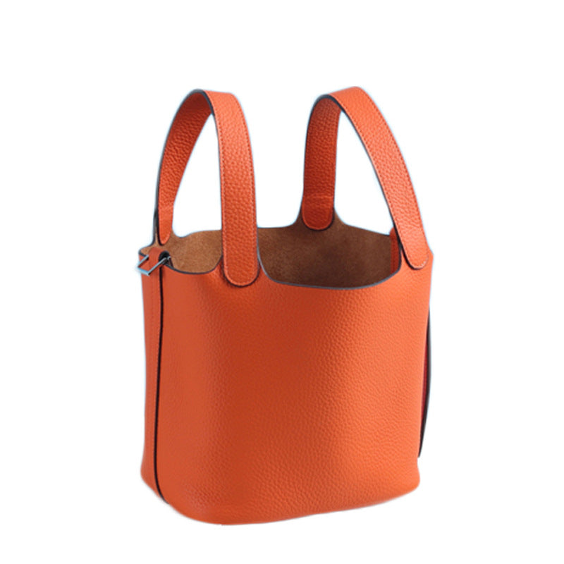 Women's Lychee Pattern First Layer Cowhide Vegetable Handbags