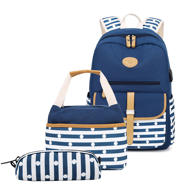 Women's Versatile Striped Trendy High Multifunctional Backpacks