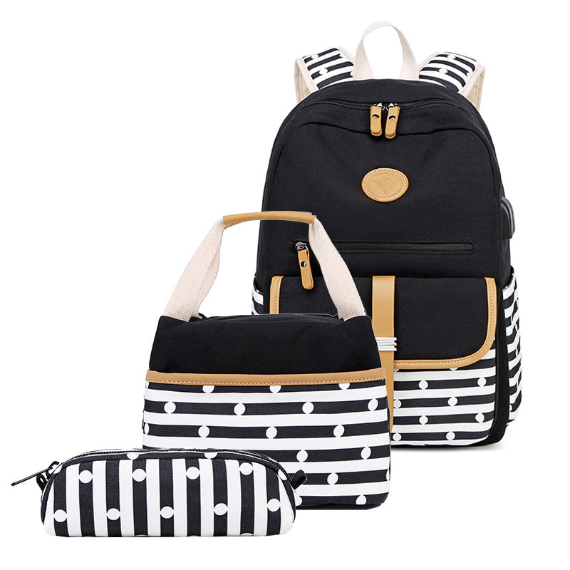 Women's Versatile Striped Trendy High Multifunctional Backpacks