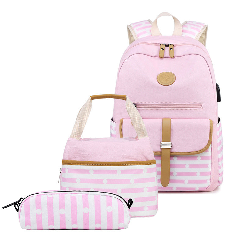 Women's Versatile Striped Trendy High Multifunctional Backpacks