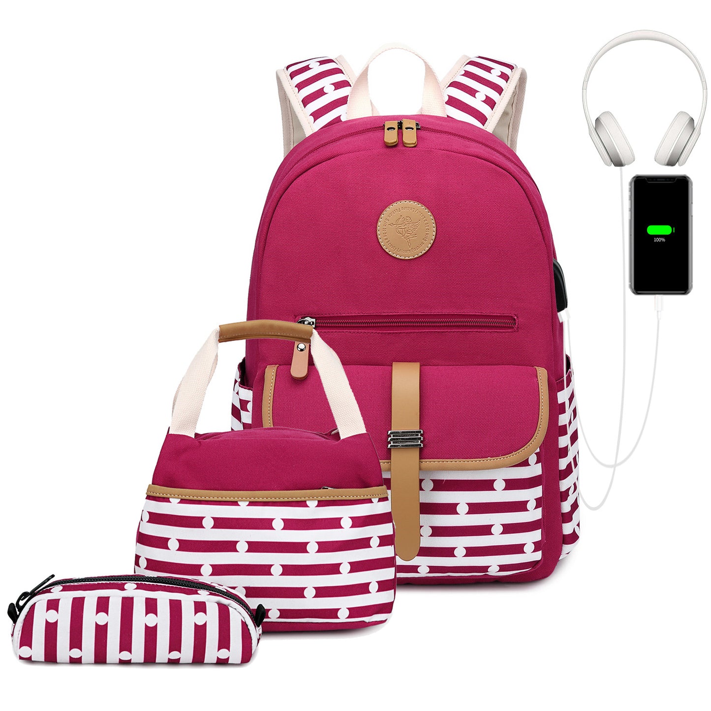Women's Versatile Striped Trendy High Multifunctional Backpacks