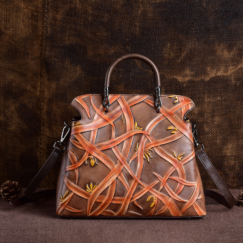 Source Live Broadcast With Goods Cowhide Retro Bucket Bags