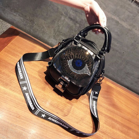 Women's Rhinestone Soft Leather Fashion Contrast Color Backpacks