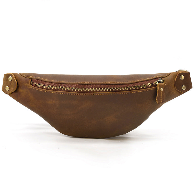 Men's Durable Retro Crazy Horse Leather Men's Chest Bags
