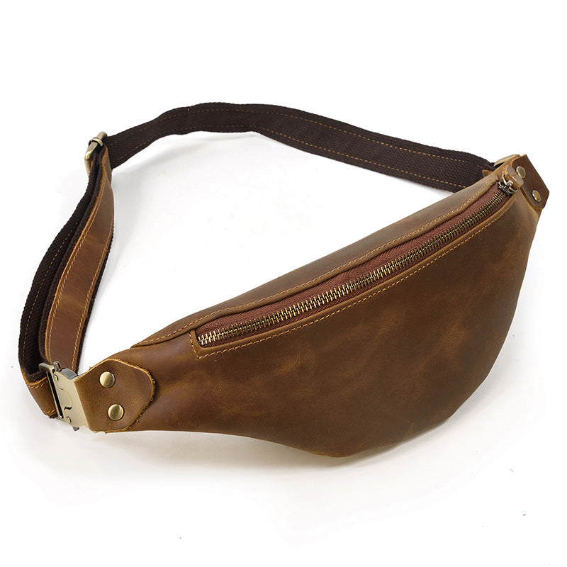 Men's Durable Retro Crazy Horse Leather Men's Chest Bags