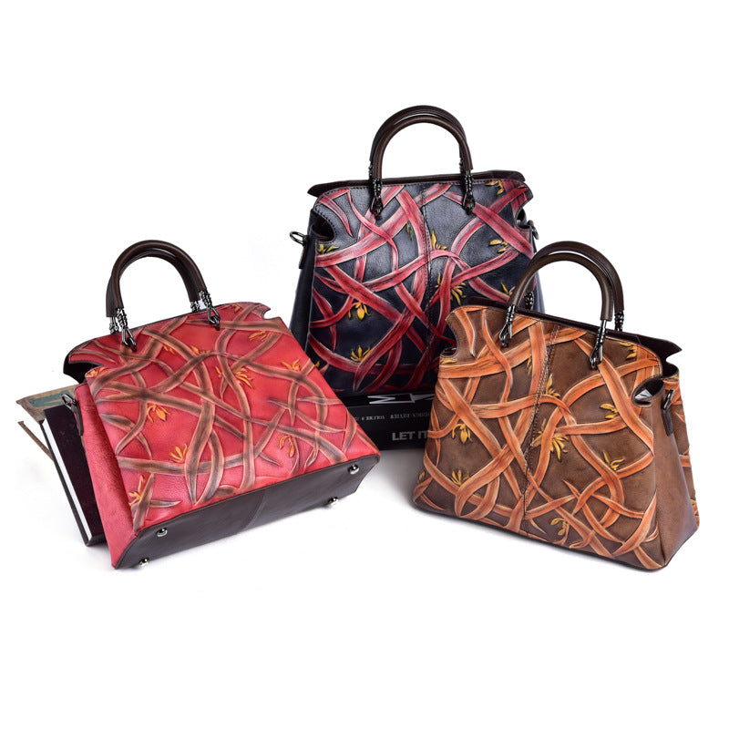 Source Live Broadcast With Goods Cowhide Retro Bucket Bags