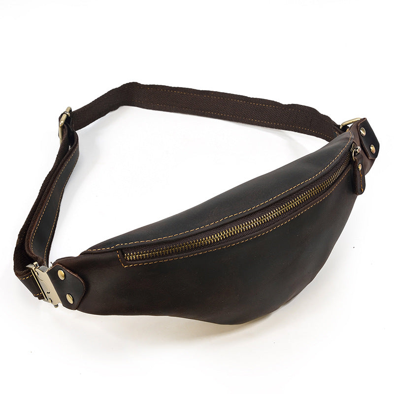 Men's Durable Retro Crazy Horse Leather Men's Chest Bags
