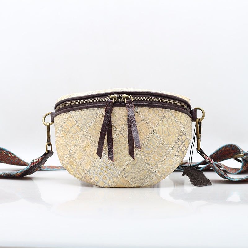 Women's Contrast Color Handmade Shell Wide Strap Shoulder Bags