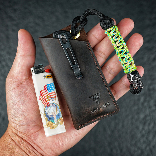 Crazy Horse Leather Tool Blade Sheath Card Holder