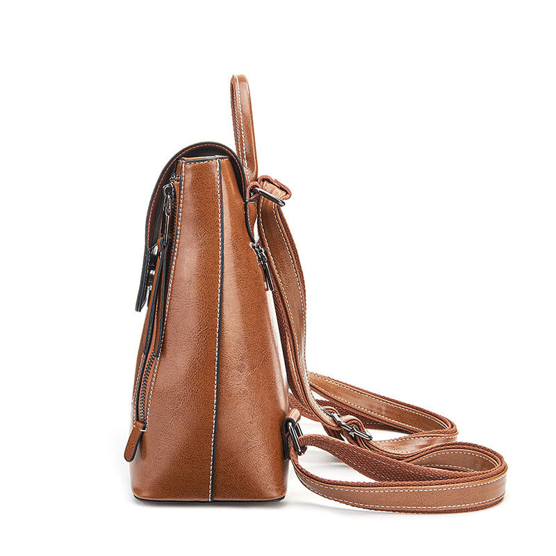 Women's Genuine Leather Retro Versatile Style Backpacks