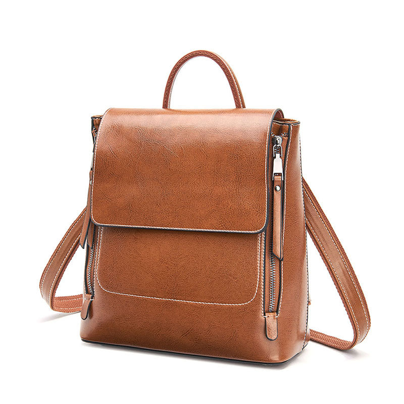 Women's Genuine Leather Retro Versatile Style Backpacks