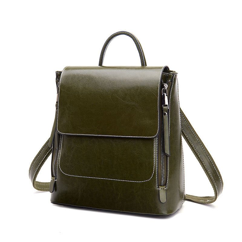 Women's Genuine Leather Retro Versatile Style Backpacks