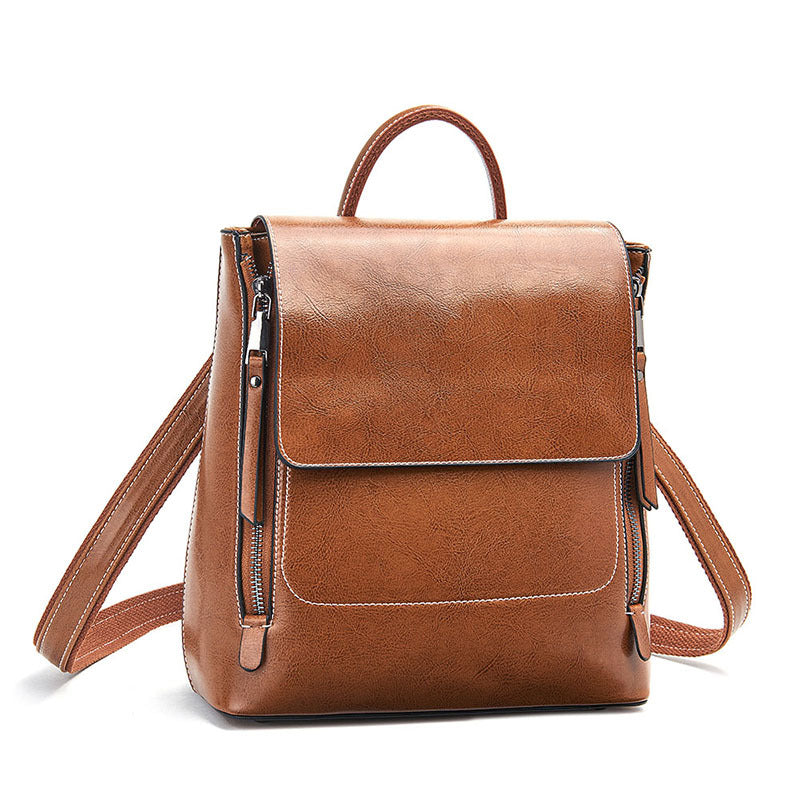 Women's Genuine Leather Retro Versatile Style Backpacks