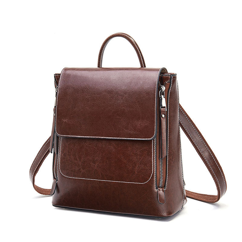 Women's Genuine Leather Retro Versatile Style Backpacks
