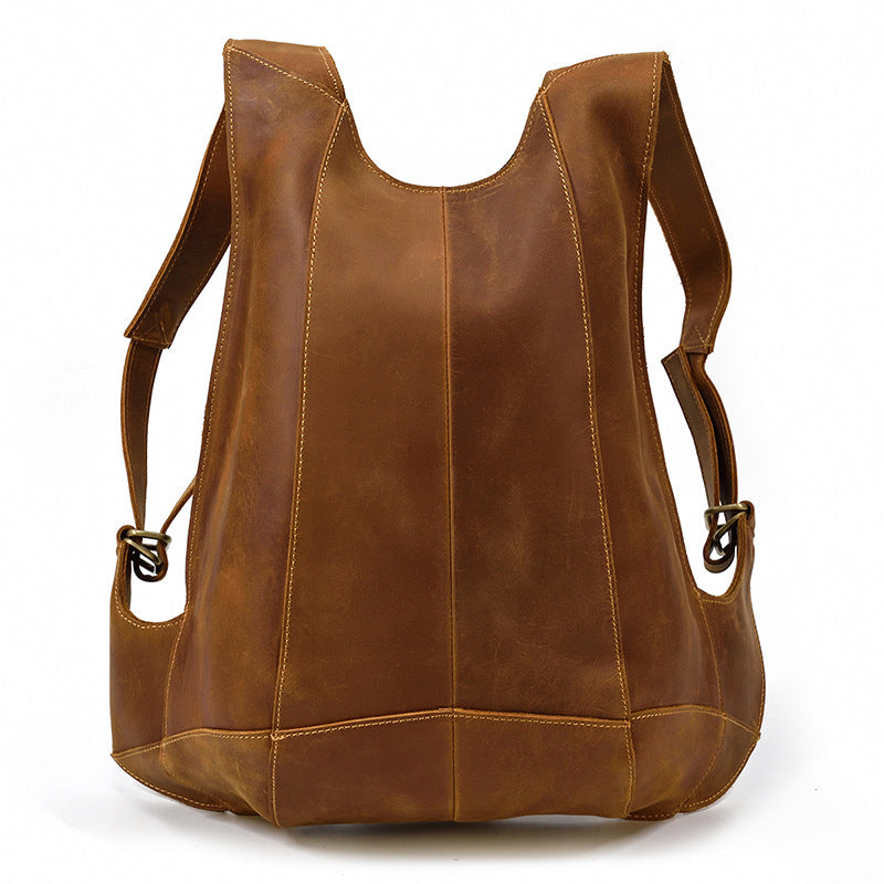 Men's Leather Crazy Waistcoat Personality Simple Backpacks