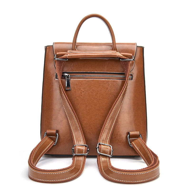 Women's Genuine Leather Retro Versatile Style Backpacks