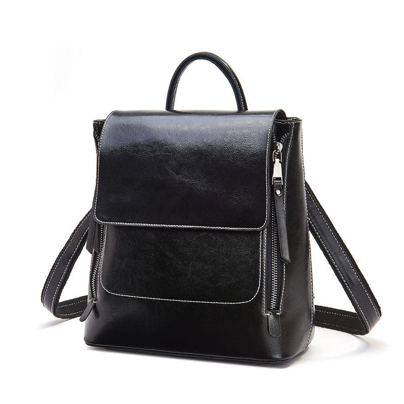 Women's Genuine Leather Retro Versatile Style Backpacks