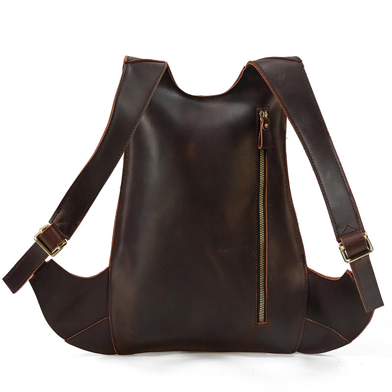 Men's Leather Crazy Waistcoat Personality Simple Backpacks