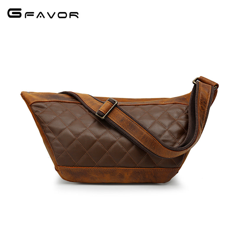 Men's Vintage Crazy Horse Leather Mobile Men's Chest Bags