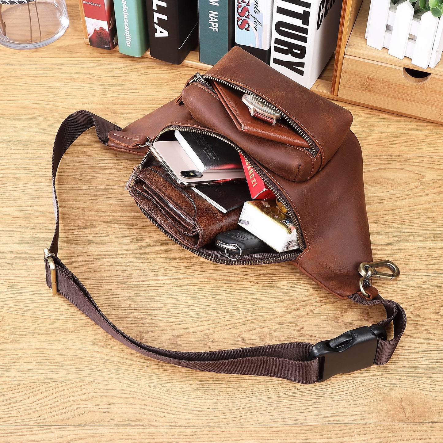 Men's Retro Crazy Horse Leather First Layer Men's Waist Packs