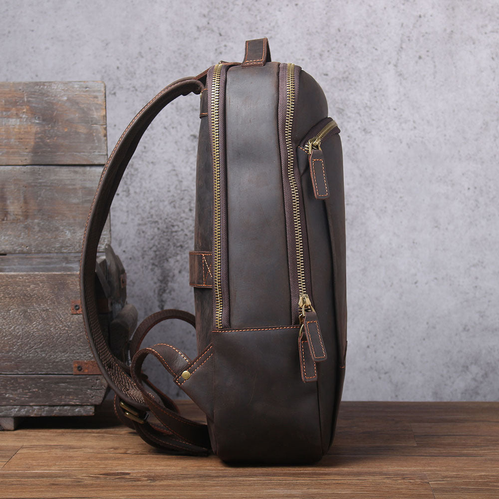 Men's Retro Leather Crazy Horse First Layer Backpacks