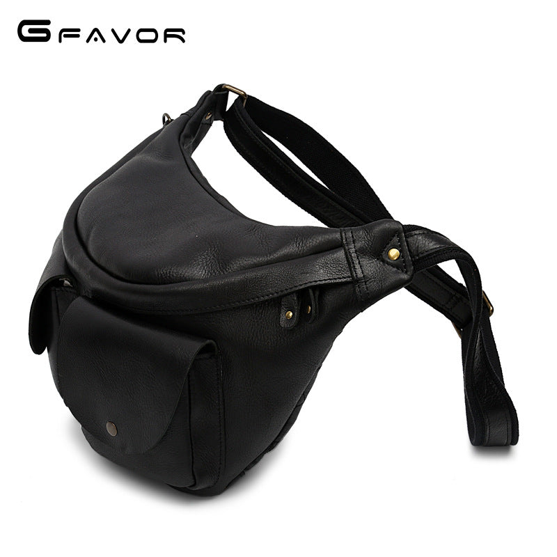Men's Pocket Retro First Layer Cowhide Crazy Horse Men's Chest Bags