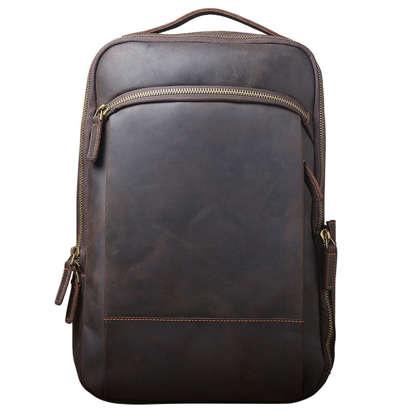 Men's Retro Leather Crazy Horse First Layer Backpacks