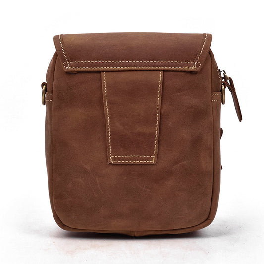 Men's Leather Retro Crazy Horse Brown First Men's Shoulder Bags