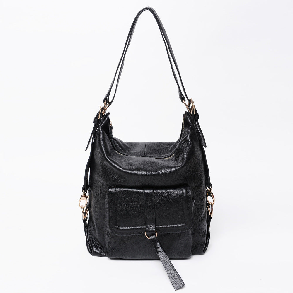 Women's Retro Fashion Large Capacity First Layer Cowhide Backpacks