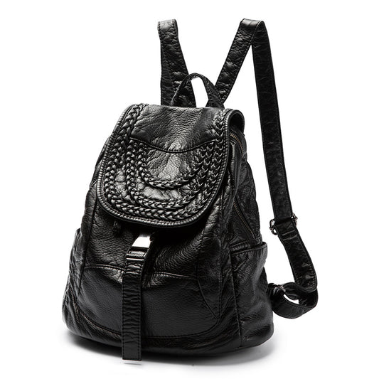 Women's Korean Soft Leather Fashion Large Capacity Backpacks