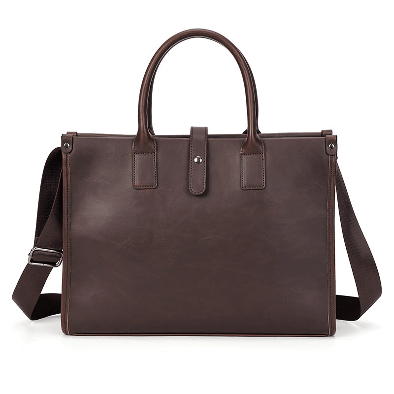 Men's Crazy Horse Leather Retro Leisure Business Men's Shoulder Bags