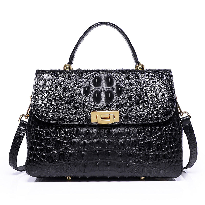 Women's Crocodile Pattern Genuine Leather Top Layer Handbags