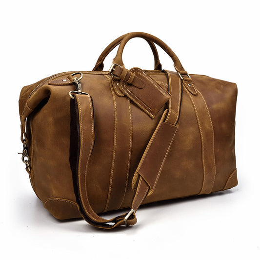 Men's Vintage Crazy Horse Leather Fitness Travel Bags