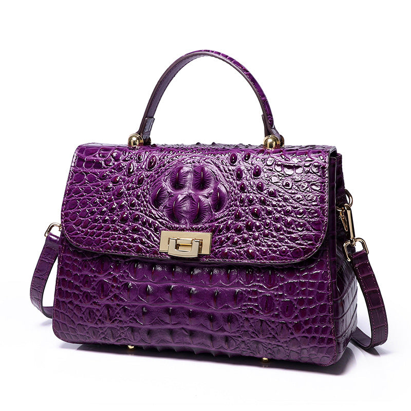 Women's Crocodile Pattern Genuine Leather Top Layer Handbags