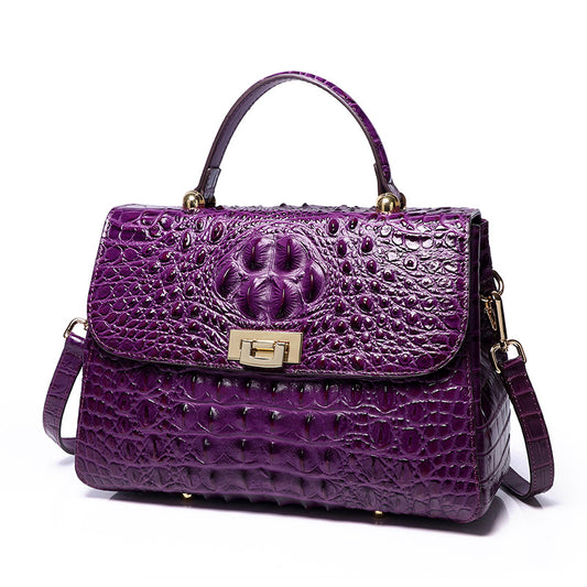 Women's Crocodile Pattern Genuine Leather Top Layer Handbags