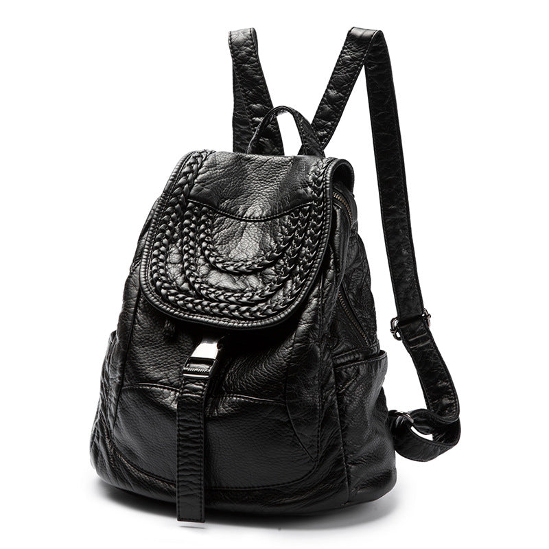 Women's Korean Soft Leather Fashion Large Capacity Backpacks