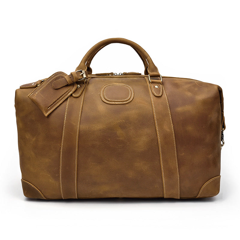 Men's Vintage Crazy Horse Leather Fitness Travel Bags
