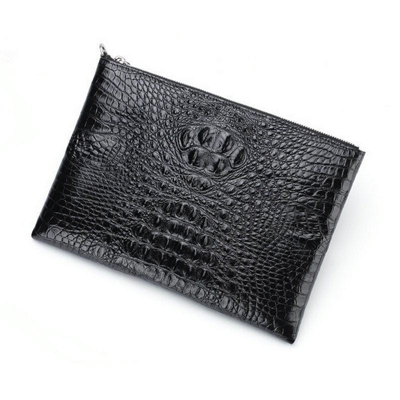 Men's Crocodile Fish Leather Clutch Envelope Business Men's Handbags