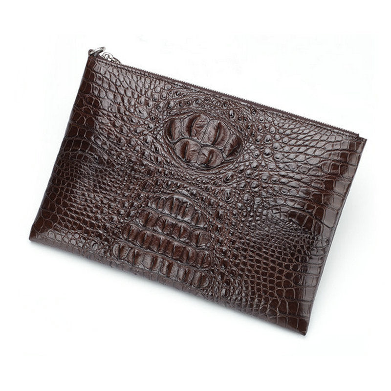 Men's Crocodile Fish Leather Clutch Envelope Business Men's Handbags